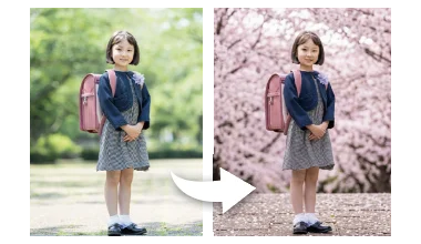 背景の変更の加工例 BEFORE AFTER